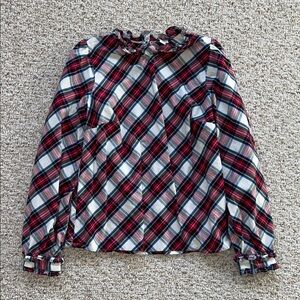 J. Crew Multicolor Plaid Ruffle Blouse